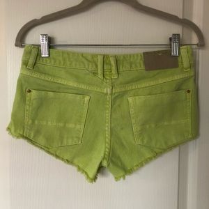 Pull&Bear Lime Green Denim Shorts, Size 24